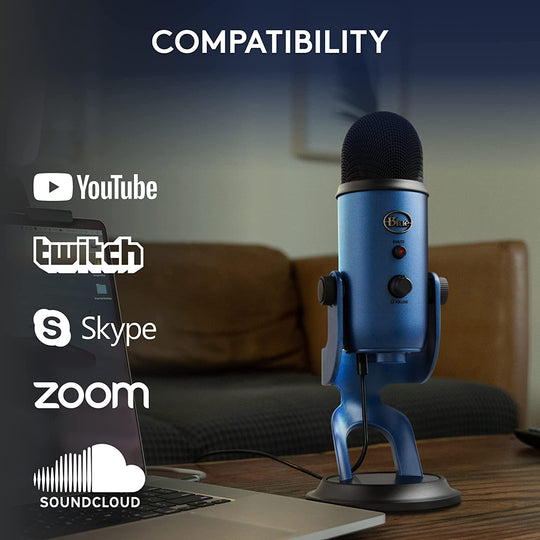 Logitech Creators Blue Yeti USB Microphone for Gaming, Streaming, Podcast, Youtube, Discord, PC, Studio Sound, Plug &amp; Play-Midnight Blue