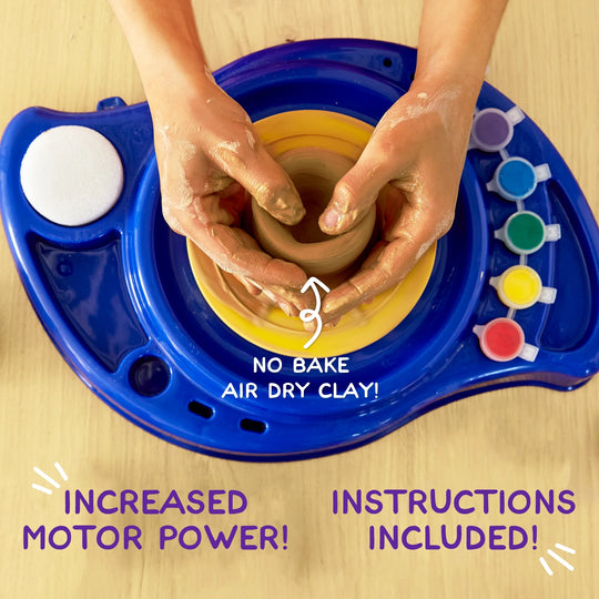 My Very Own Toy Pottery Wheel Kit with Terracotta Clay, Kids Pottery Craft Set, Ages 6+, Holiday Gift for Creative Play
