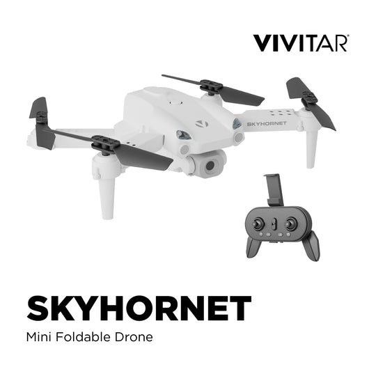 Skyhornet Foldable RC Drone with 720P HD Camera, Wifi FPV Live Video, 3 Speed Modes, Auto Takeoff &amp; Landing, 11 Minutes Flight Time, Remote Control Quadcopter Toy for Kids &amp; Beginners, White