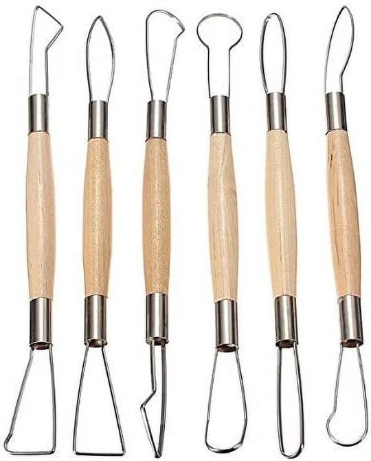 COMIART 6Pcs Double-Sided Ribbon Cutter Wire End Tool for Pottery Clay Sculpting Modelling Beginner Friendly Ceramics Hobby