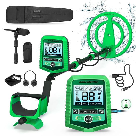 Metal Detector for Adults and Kids Rechargeable, Professional Gold and Silver Detector with LCD Display, High Accuracy Waterproof Pinpoint 5 Modes, Advanced DSP Chip 10" Coil, GC1030