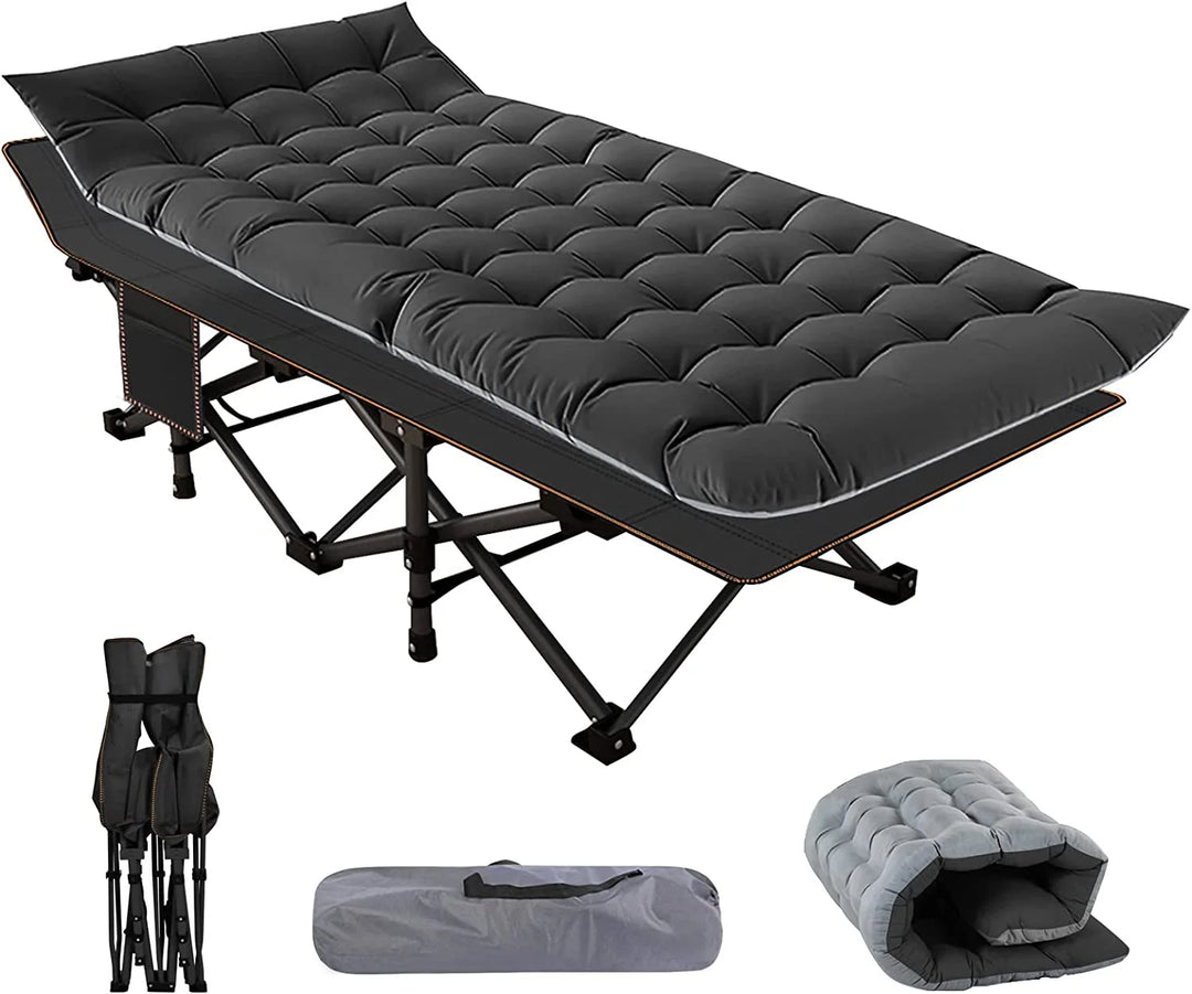 Slsy XL 2 Packs Camping Cots,Folding with 2 Sided Mattress,Carry Bag,75Inch Extra Wide Sleeping Cot for Camping Beach