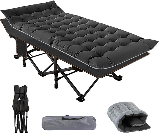 Slsy XL 2 Packs Camping Cots,Folding with 2 Sided Mattress,Carry Bag,75Inch Extra Wide Sleeping Cot for Camping Beach
