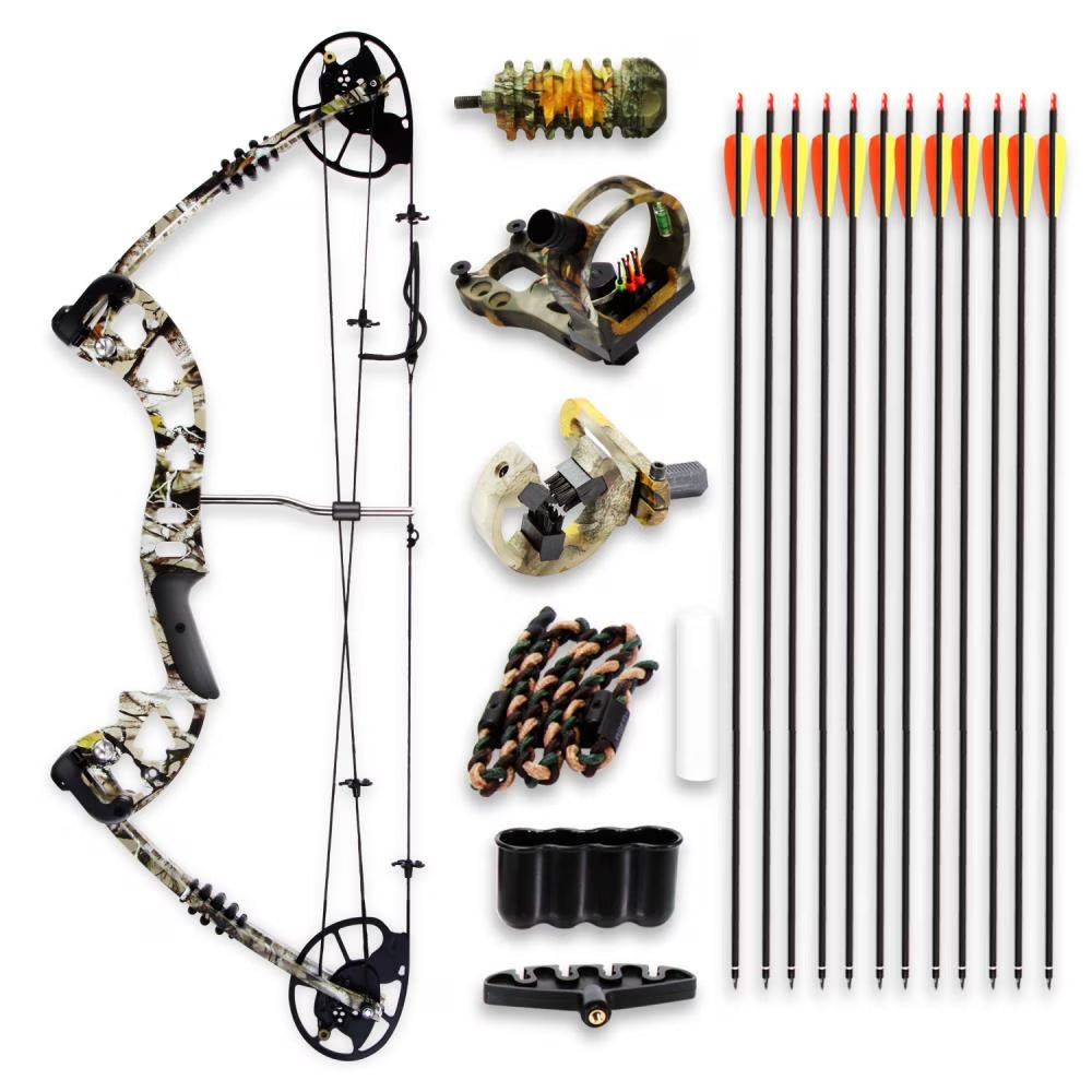 Complete Compound Bow & Arrow Accessory Kit, Adjustable Draw Weight 30-70 Lbs. (Brown)