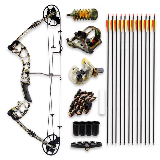 Complete Compound Bow &amp; Arrow Accessory Kit, Adjustable Draw Weight 30-70 Lbs. (Brown)