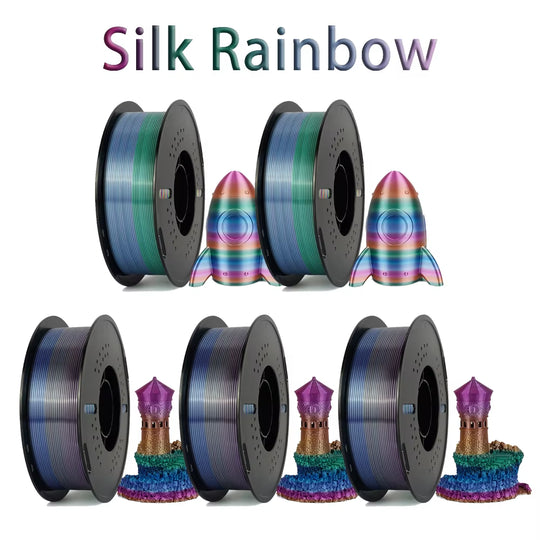 Tri-Color Dual-Color Silk Rainbow PLA Filament 1.75Mm Accuracy+/-0.03Mm 3D Printer Filament Compatible with Most FDM Printers