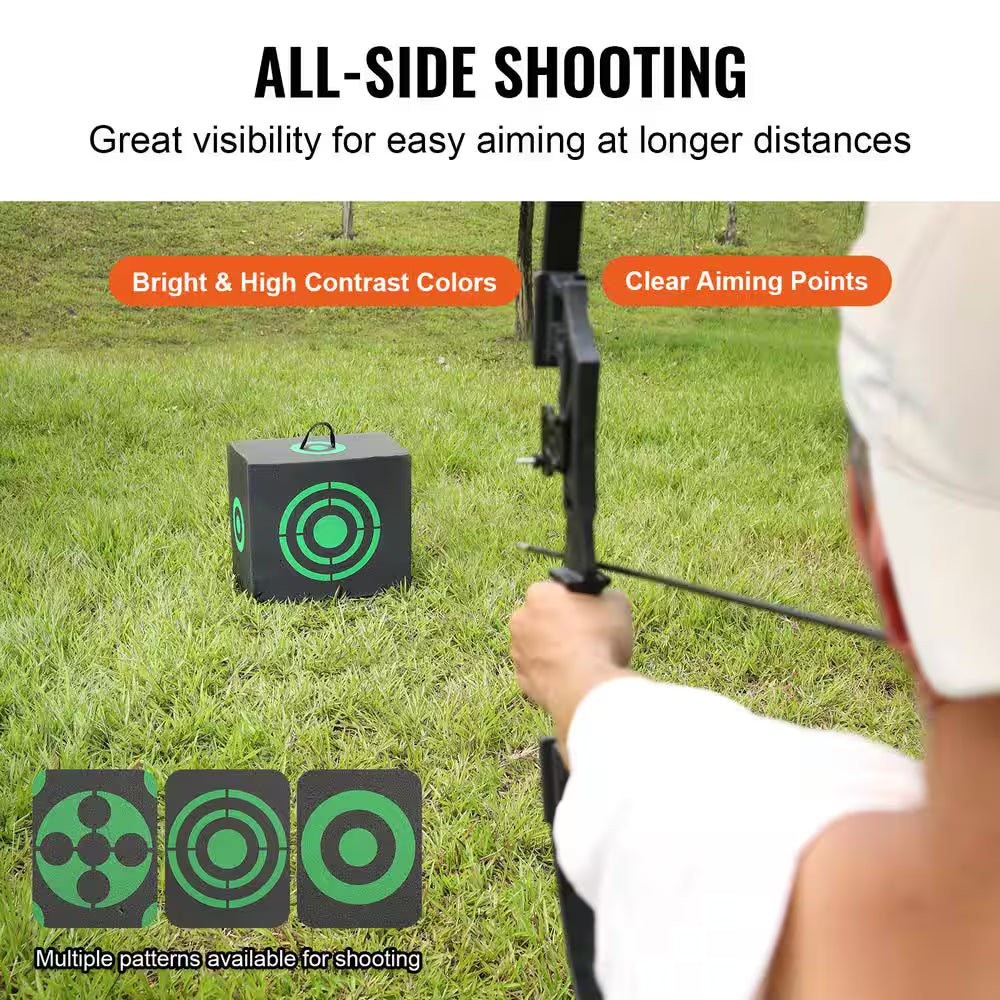 Archery Target, 16 X 18 In. All-Side Shotting Archery Arrow Target, Outdoor Portable Archery Target with Handle, Black