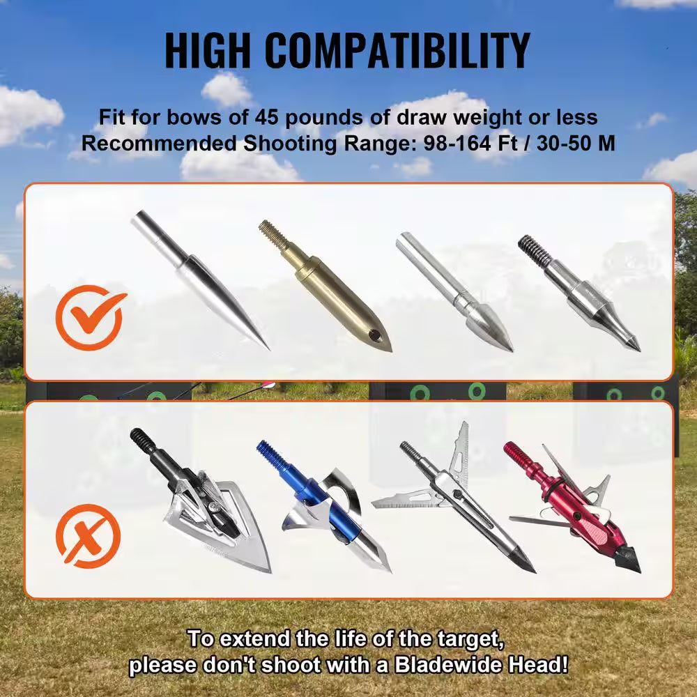 Archery Target, 16 X 18 In. All-Side Shotting Archery Arrow Target, Outdoor Portable Archery Target with Handle, Black