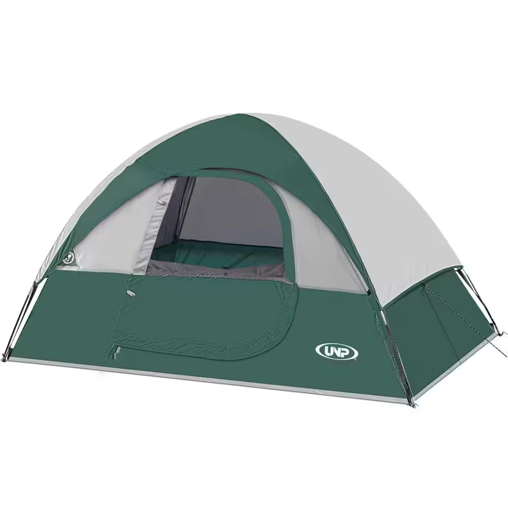 Green 4-Person Camping Tents, Waterproof Windproof Tent with Rainfly Easy Set Up-Portable Dome Tents for Camping