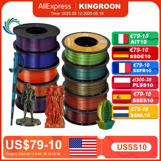 Silk Dual-Color PLA Filament 3D Printer 1.75Mm 11/22 Lbs Silk PLA Filament Plastic Materials 3D Printing Special Color