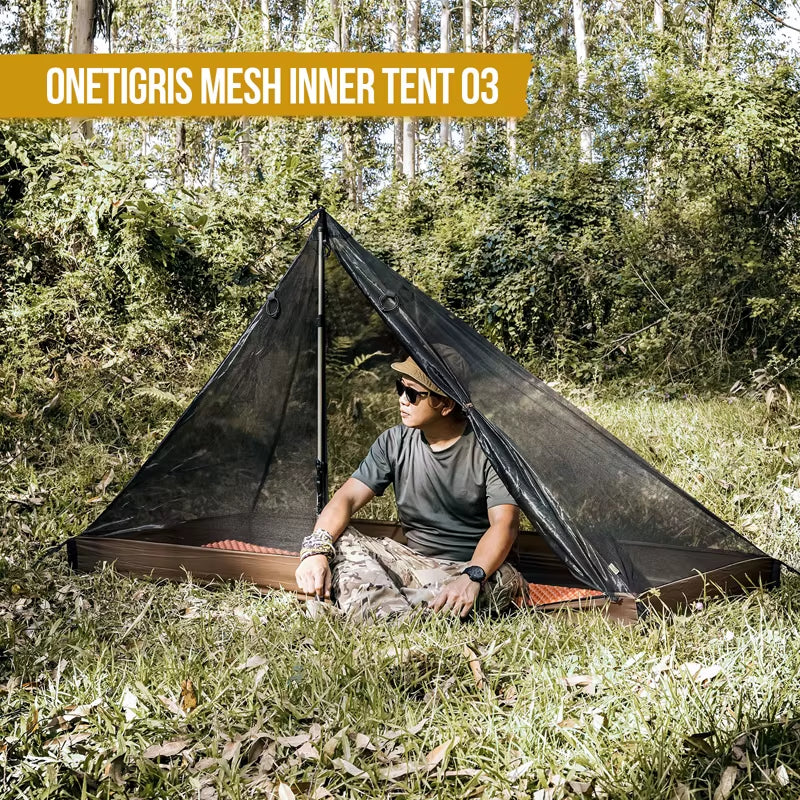 1-Person Mesh Inner Tent Camping Shelter with Waterproofed Tent Bathtub Floor for Tents Tarps Backpacking Hiking