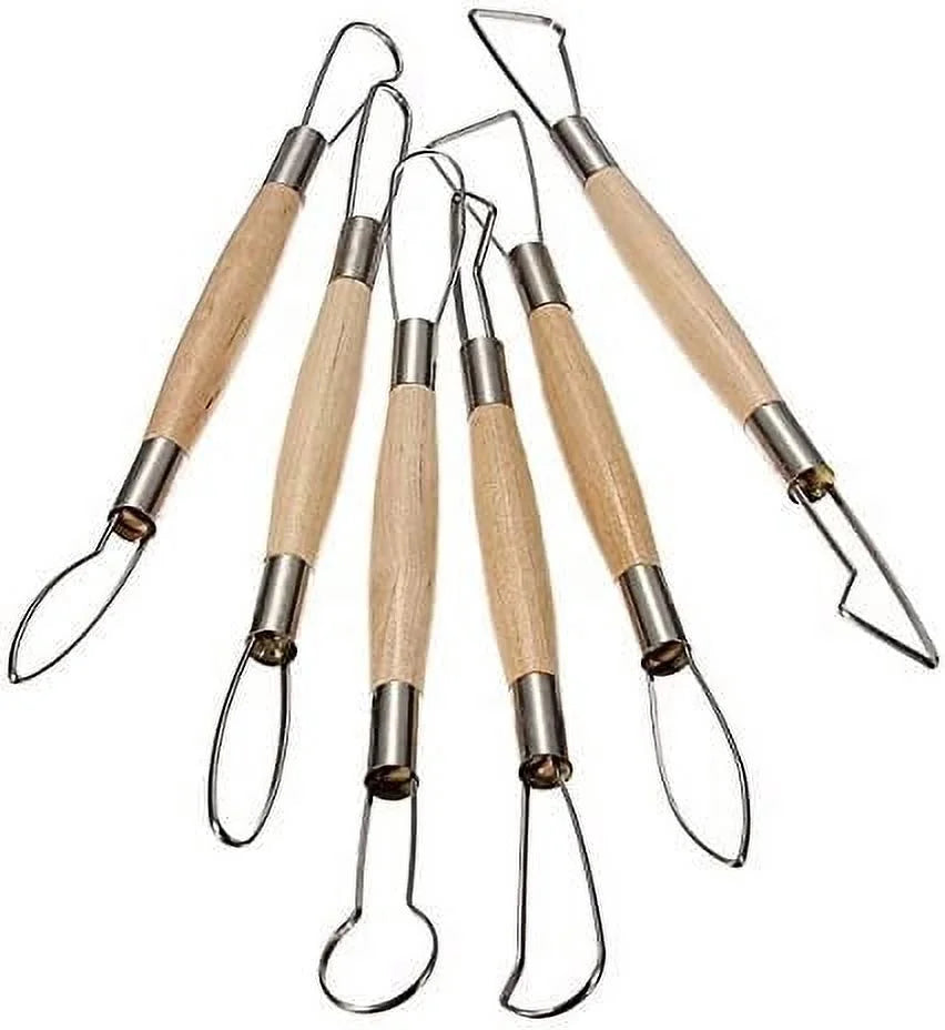 COMIART 6Pcs Double-Sided Ribbon Cutter Wire End Tool for Pottery Clay Sculpting Modelling Beginner Friendly Ceramics Hobby