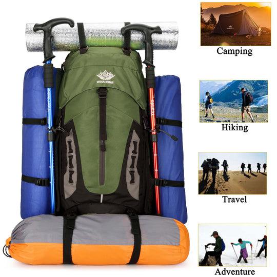 60L Travel Hiking Camping Backpack with Rain Cover,Backpack Water Resistant,Traveling Backpack for Men Women