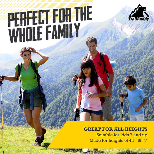 Trailbuddy Trekking Poles – Lightweight 7075 Aluminum Hiking Poles for Women, Men &amp; Seniors – Collapsible or Foldable Walking Sticks for Travel, Trails &amp; Balance