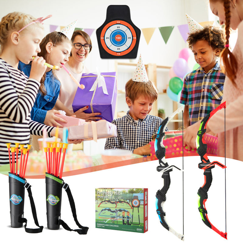 Youth Archery Bow Set with LED Light up Bow and 20 Suction Cup Arrows for Kids