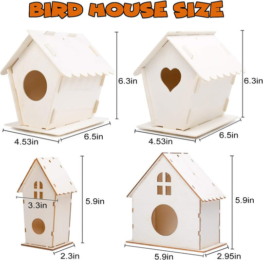Hapray 4 Pack Bird House Crafts for Kids Ages 5-8 8-12, Buildable DIY Birdhouse Kit for Children to Build, Summer Arts and Craft Projects with Paint, 3+ Boy Girl Gift for Halloween Christmas