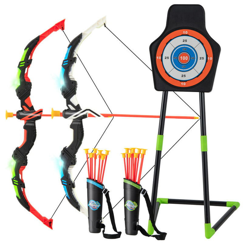Youth Archery Bow Set with LED Light up Bow and 20 Suction Cup Arrows for Kids