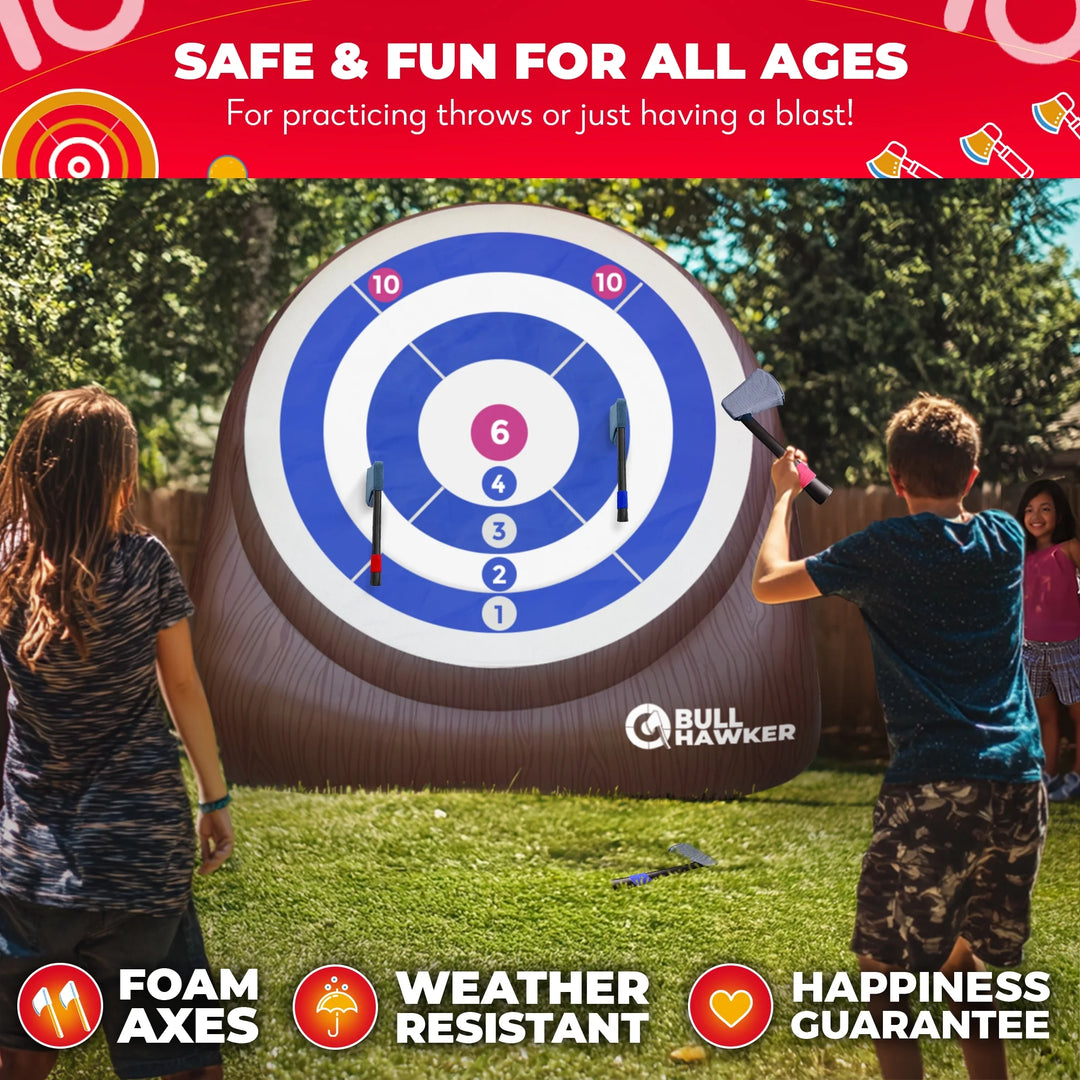 Games® - Bull Hawker™ | Giant Axe Darts (Over 6Ft Tall) W/ 15+ Games | Axe Throwing Game for Backyard W/Air Pump | Outdoor Games for Adults and Family | Carnival Games | Throwing Axe Yard Games