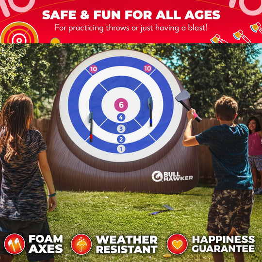 Games® - Bull Hawker™ | Giant Axe Darts (Over 6Ft Tall) W/ 15+ Games | Axe Throwing Game for Backyard W/Air Pump | Outdoor Games for Adults and Family | Carnival Games | Throwing Axe Yard Games