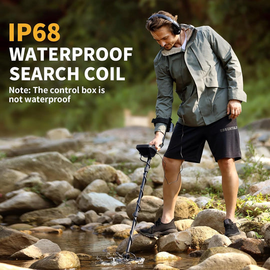 Upgraded Metal Detector for Adults Professional - High Accuracy Gold Finder with DSP Chip &amp; 10" IP68 Waterproof Search Coil, 12" Deep Detection and 60" Adjustable Length for Beach &amp; Yard