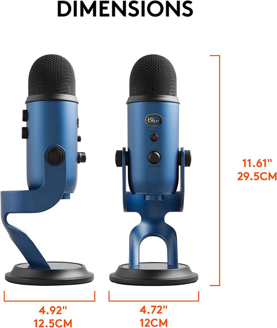 Logitech Creators Blue Yeti USB Microphone for Gaming, Streaming, Podcast, Youtube, Discord, PC, Studio Sound, Plug &amp; Play-Midnight Blue
