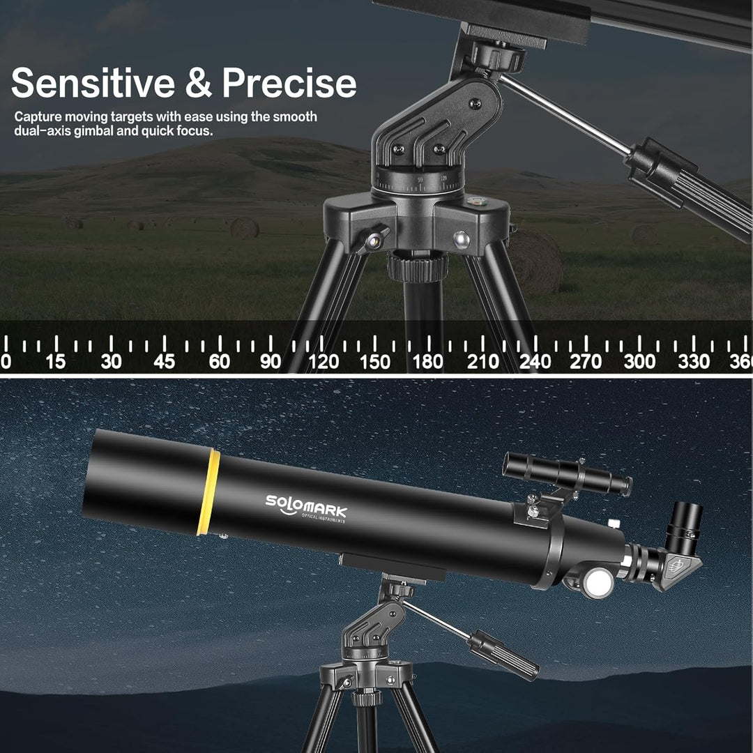 Telescopes for Adults Astronomy, 80Mm Aperture 900Mm Professional Refractor Telescope for Kids &amp; Beginners, Compact and Portable Travel Telescopio with Carrying Bag
