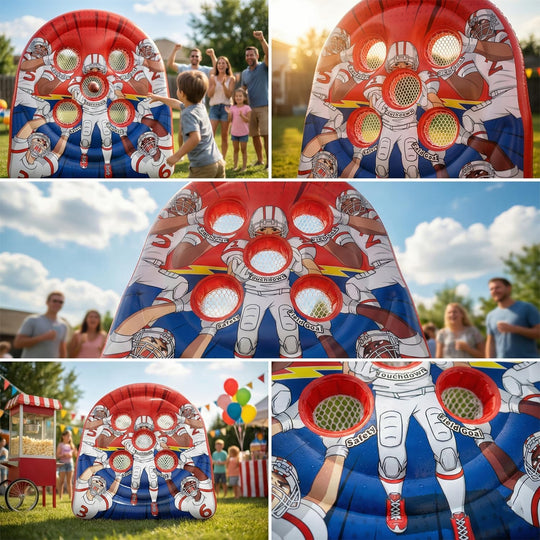 6FT Giant Inflatable Football Target Toss Game - Fun Indoor &amp; Outdoor Yard Games for Kids &amp; Adults, Football Party Throwing Games, Carnival Games, Camping &amp; Tailgate Lawn Activities