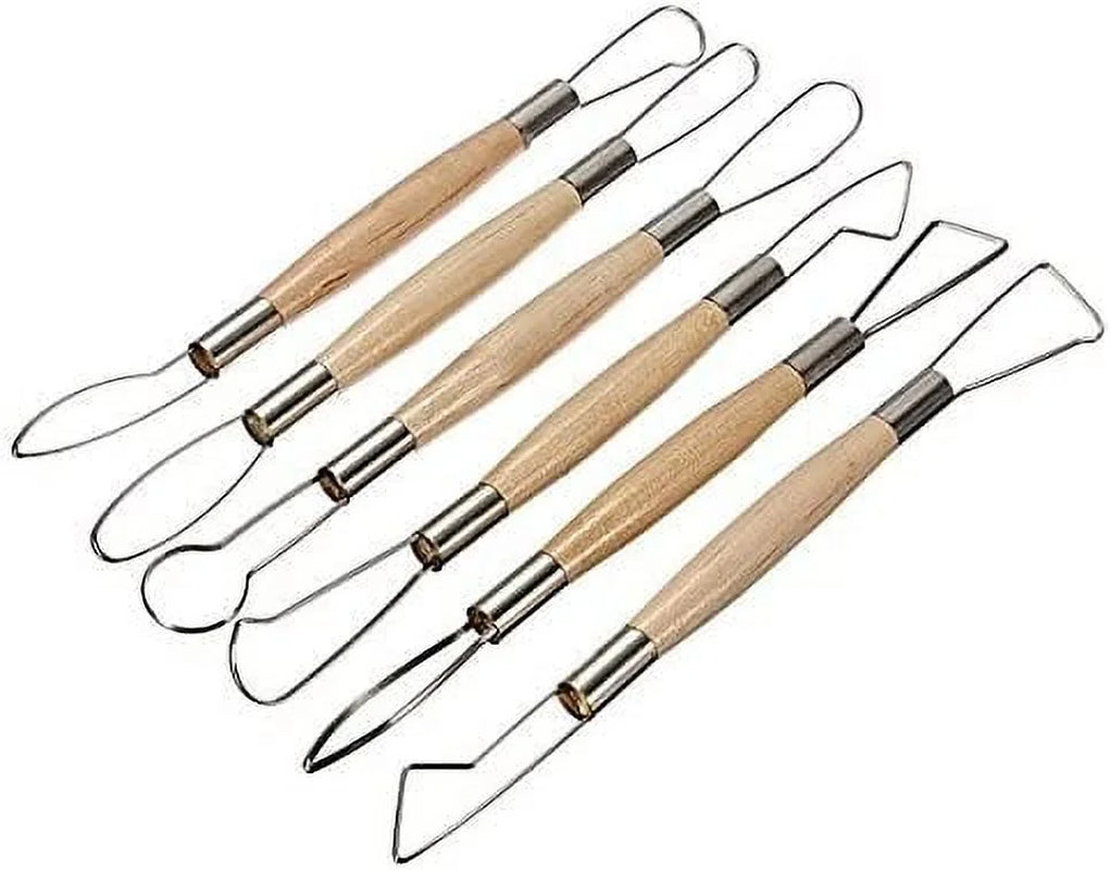 COMIART 6Pcs Double-Sided Ribbon Cutter Wire End Tool for Pottery Clay Sculpting Modelling Beginner Friendly Ceramics Hobby