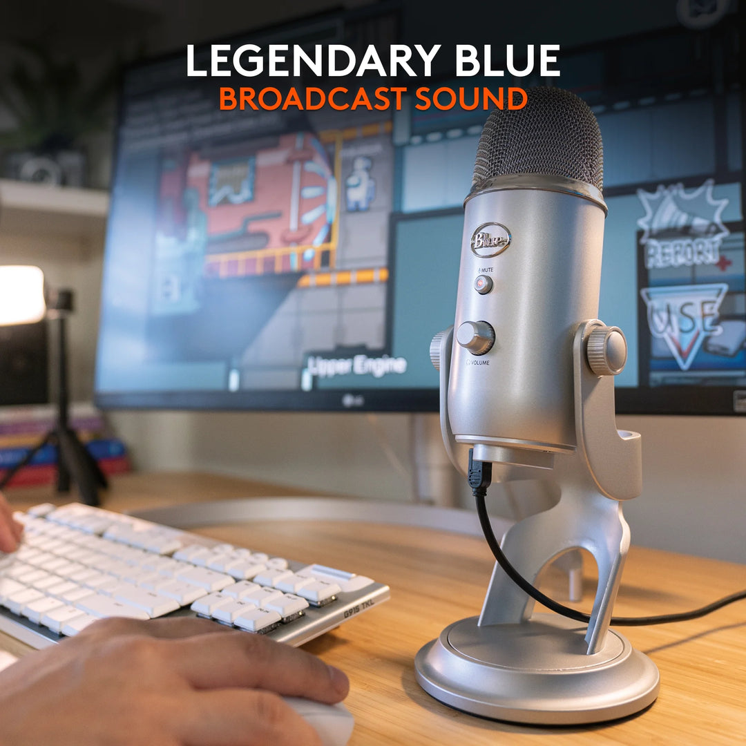 Blue Yeti USB Microphone for PC, Mac, Gaming, Recording, Streaming, Podcasting, Plug and Play, Silver