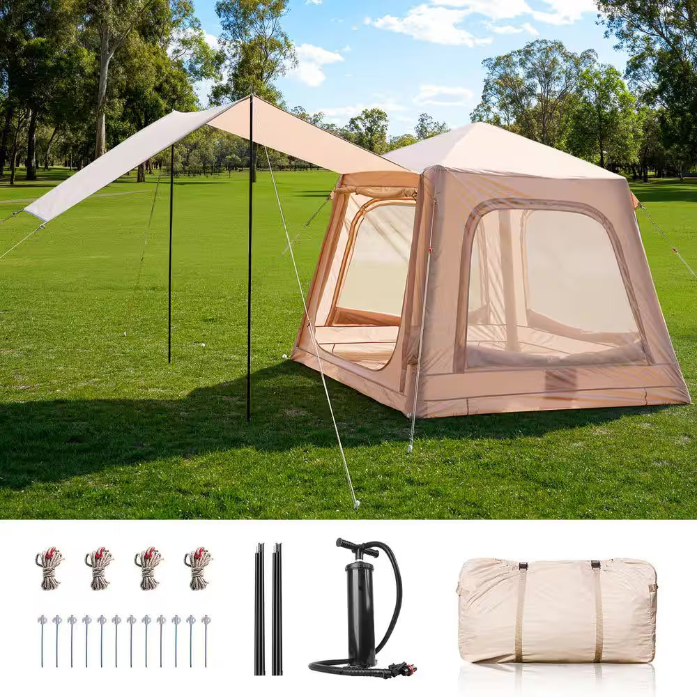 Inflatable Tents for Camping 2-4 Person Blow up Tent with Hand Pump Waterproof Oxford Air Glamping Tents for Camping