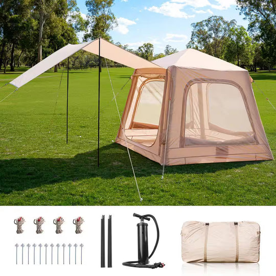 Inflatable Tents for Camping 2-4 Person Blow up Tent with Hand Pump Waterproof Oxford Air Glamping Tents for Camping