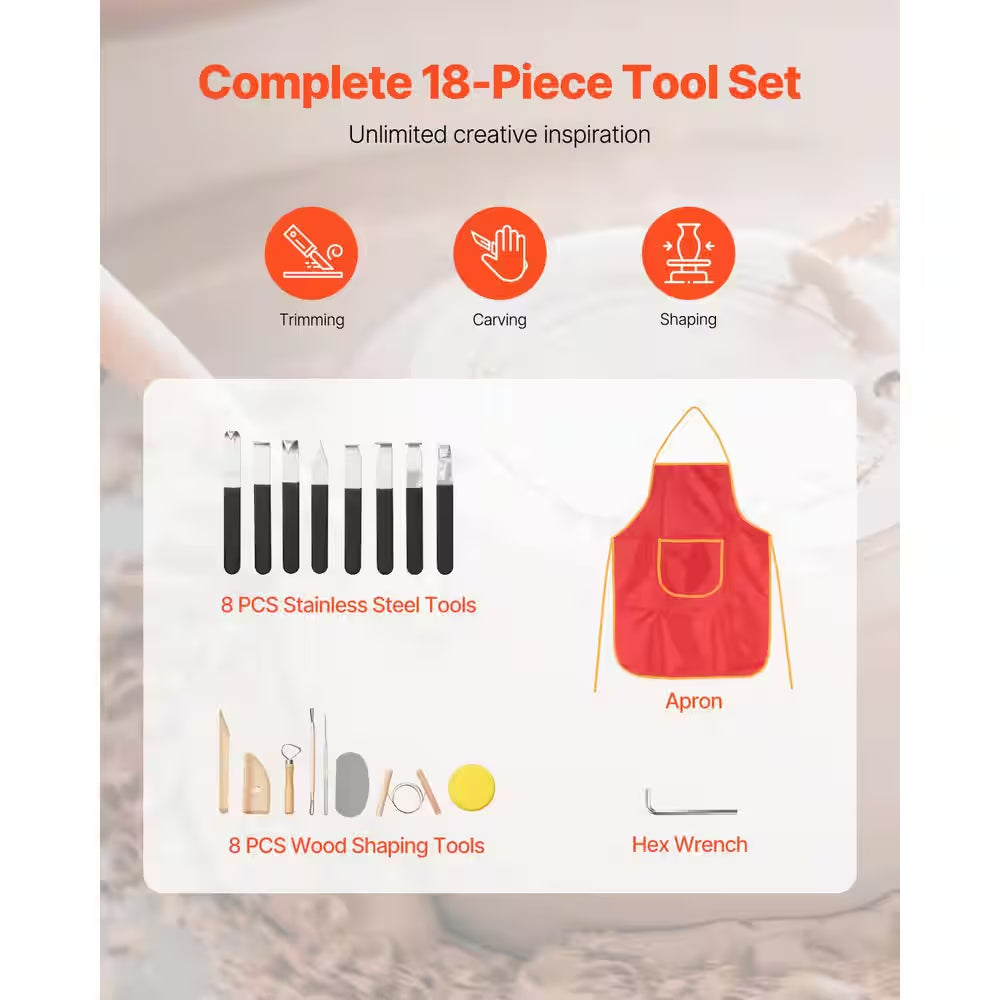 Pottery Wheel 11 In. Ceramic Wheel Forming Machine Manual Adjustable 0-7.8 In. Lift Leg Sculpting Tool Accessory Kit