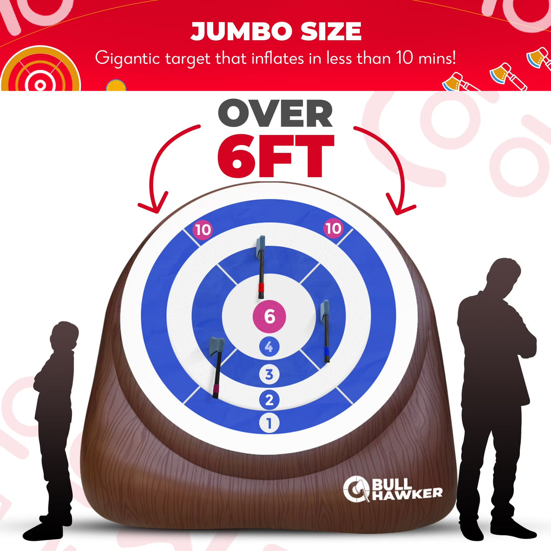 Games® - Bull Hawker™ | Giant Axe Darts (Over 6Ft Tall) W/ 15+ Games | Axe Throwing Game for Backyard W/Air Pump | Outdoor Games for Adults and Family | Carnival Games | Throwing Axe Yard Games
