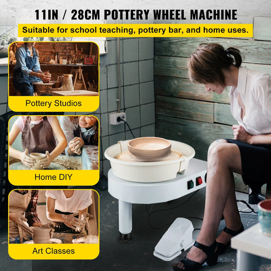 Pottery Wheel, 11" Ceramic Wheel Shaper, 0-300RPM Speed ​​Manually Adjustable 0-7.8" Lift Legs, Foot Pedal Removable Basin, Carving Tools Accessories Kit for Crafts DIY