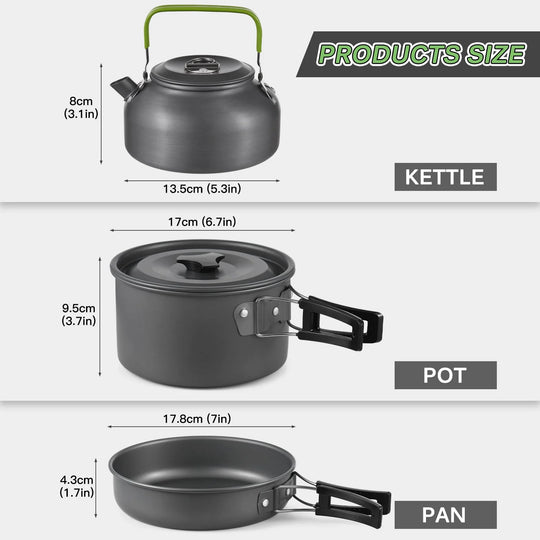 TOMSHOO 22Pcs Camping Cookware Mess Kit, Camping Pot and Pan Cooking Set Outdoor Camping Hiking Backpacking Cooking and Picnic