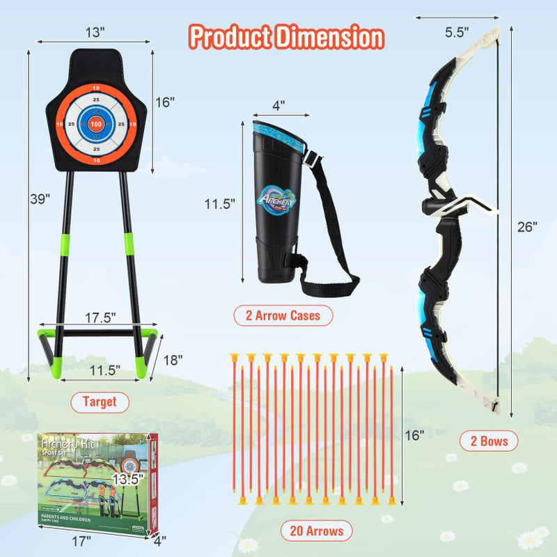 Youth Archery Bow Set with LED Light up Bow and 20 Suction Cup Arrows for Kids
