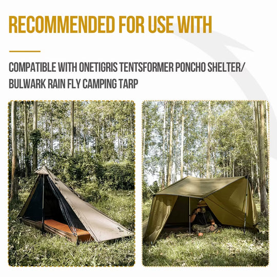 1-Person Mesh Inner Tent Camping Shelter with Waterproofed Tent Bathtub Floor for Tents Tarps Backpacking Hiking