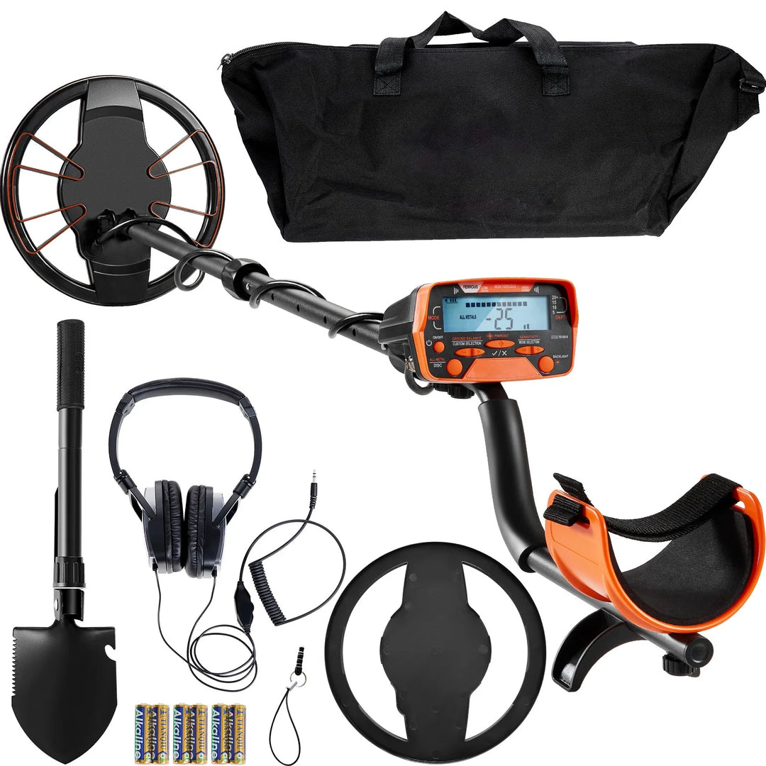 10" Metal Detector with LCD Display, 41"-52" Adjustable Stem for Kids and Adults, 7 Modes Gold Detector with IP68 Waterproof Coil, Suitable for Beaches, Backyards, Hiking