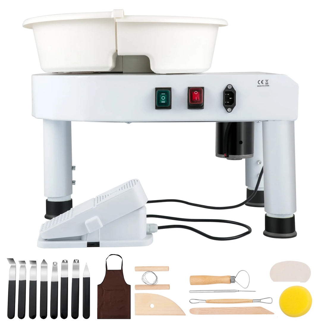 Pottery Wheel, 11" Ceramic Wheel Shaper, 0-300RPM Speed ​​Manually Adjustable 0-7.8" Lift Legs, Foot Pedal Removable Basin, Carving Tools Accessories Kit for Crafts DIY