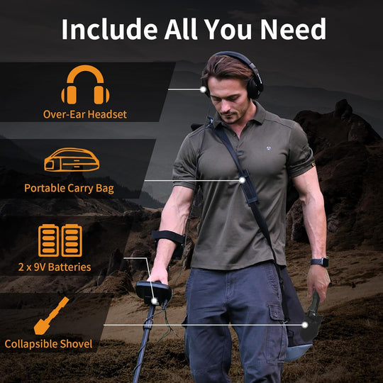 Upgraded Metal Detector for Adults Professional - High Accuracy Gold Finder with DSP Chip &amp; 10" IP68 Waterproof Search Coil, 12" Deep Detection and 60" Adjustable Length for Beach &amp; Yard