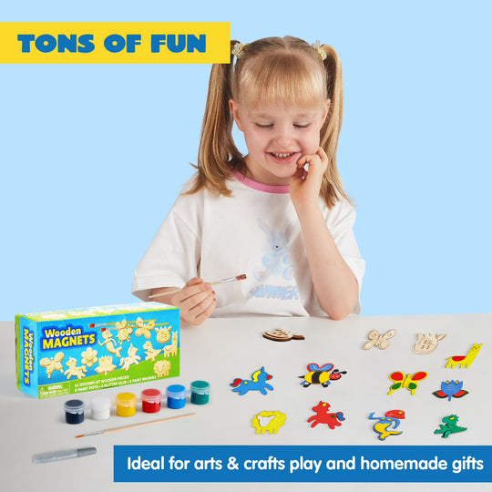 12Pcs Painting Kits for Kids, Spring Wood Paint Kit, Crafts Gift for Party Favors, Kids, Boys and Girls Ages 4+