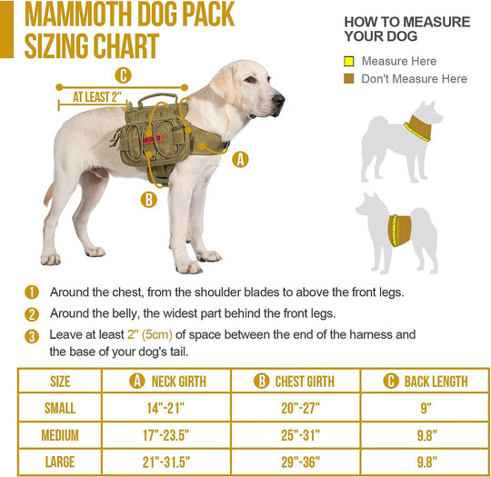 ONETIGRIS Dog Backpack for Medium &amp; Large Dogs, Nylon Backpack for Dogs Tactical Pet Backpack with Side Pockets for Hiking Walking Training Running (Brown, Medium)