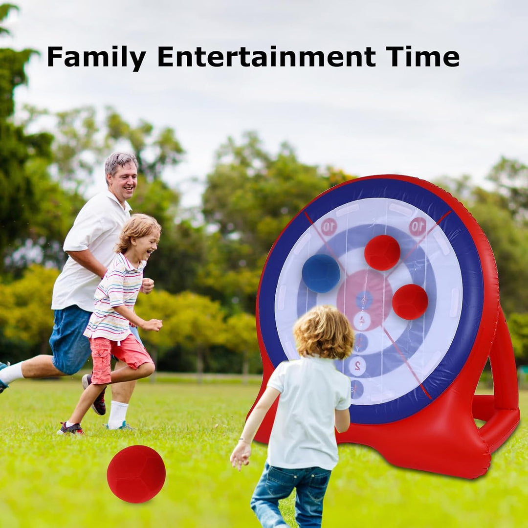 6-Foot Giant Inflatable Dartboard (Includes Air Pump), 6 Axe Darts, and 2 Soccer Balls; Large Carnival Games, Backyard Games, Giant Outdoor Games, and Inflatable Games
