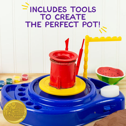 My Very Own Toy Pottery Wheel Kit with Terracotta Clay, Kids Pottery Craft Set, Ages 6+, Holiday Gift for Creative Play