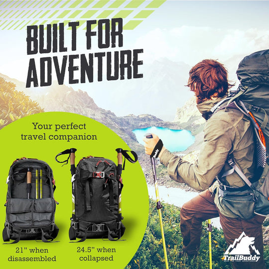 Trailbuddy Trekking Poles – Lightweight 7075 Aluminum Hiking Poles for Women, Men &amp; Seniors – Collapsible or Foldable Walking Sticks for Travel, Trails &amp; Balance