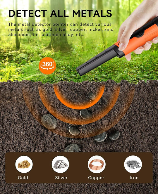 Metal Detector Pinpointer for Adults &amp; Kids - Waterproof Handheld Pin Pointer Wa