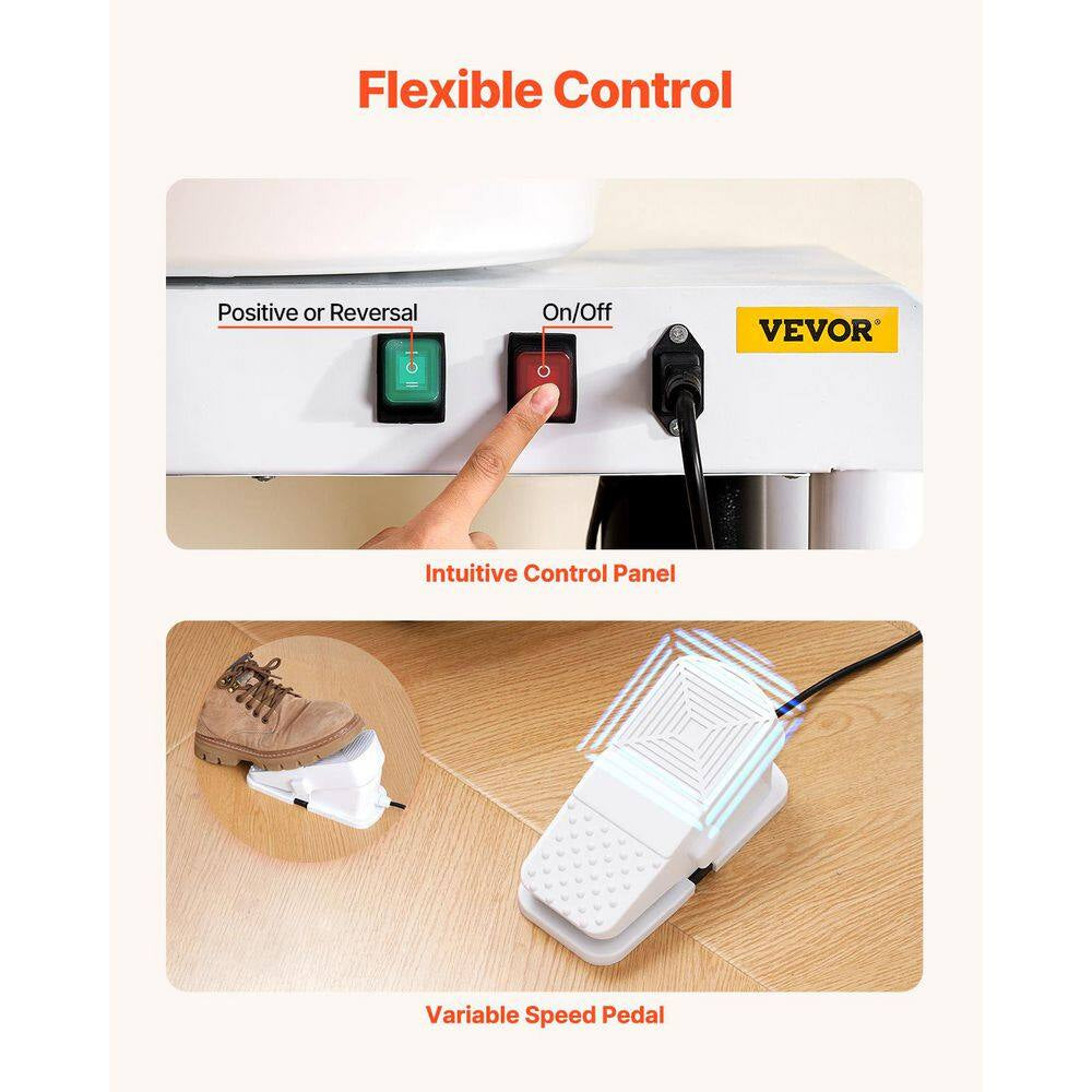 Pottery Wheel 11 In. Ceramic Wheel Forming Machine Manual Adjustable 0-7.8 In. Lift Leg Sculpting Tool Accessory Kit