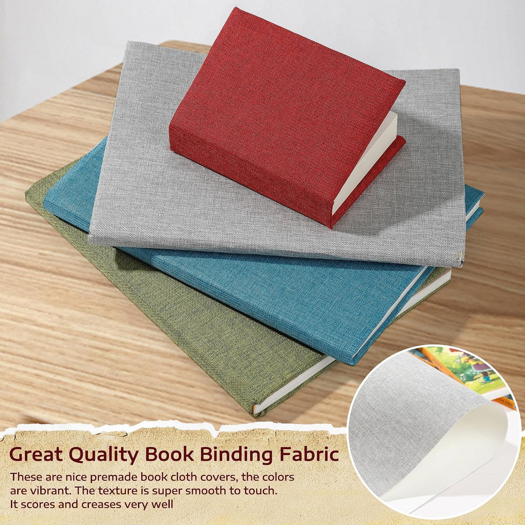 12Pcs Book Cloth for Book Binding, 14X10” 6 Colors Fabric Surface and Paper Backed Book Binding Materials, Binding Fabric for DIY Covers, No Fraying, Pre-Cut &amp; Ready to Use (A)