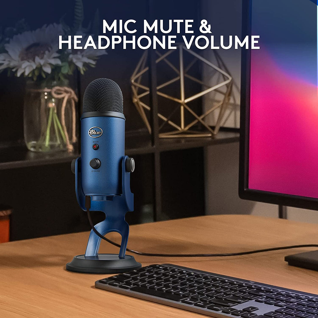 Logitech Creators Blue Yeti USB Microphone for Gaming, Streaming, Podcast, Youtube, Discord, PC, Studio Sound, Plug &amp; Play-Midnight Blue