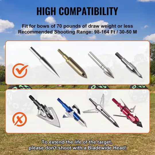 15 In. X 15 In. All-Side Shotting Archery Arrow Target Archery Target Outdoor Portable Archery Target with Carry Handle